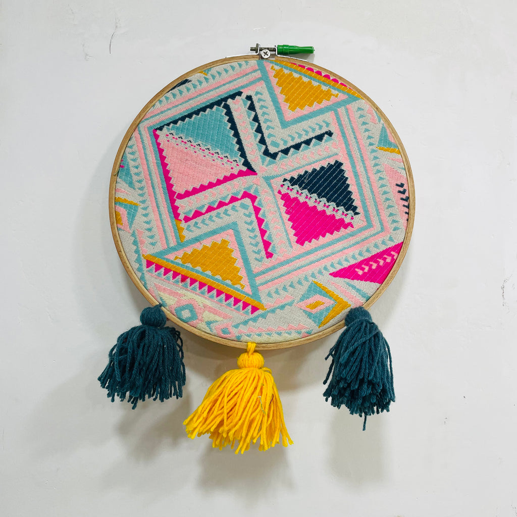 geometric jacquard wall hanging