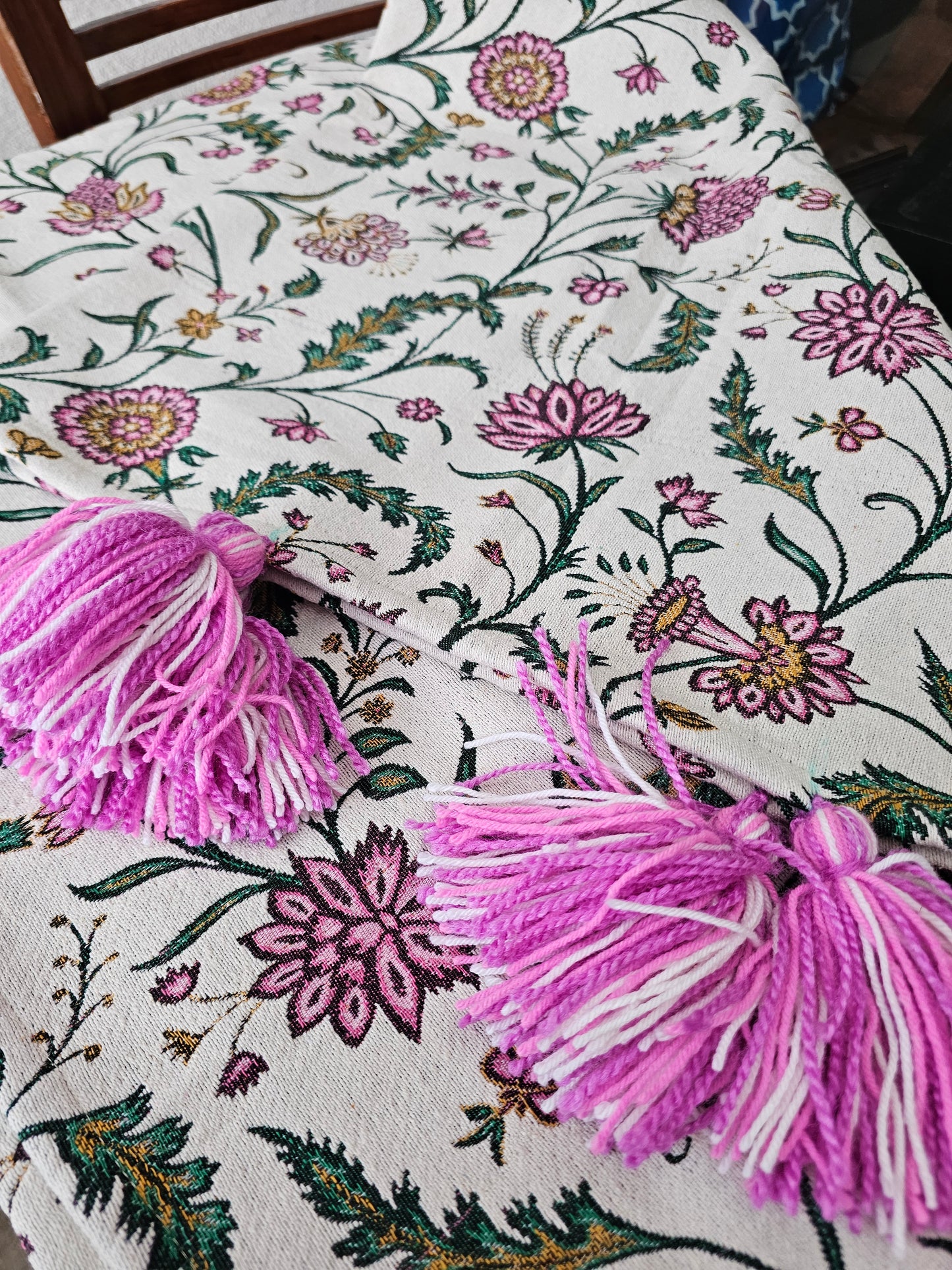 green and pink floral sofa cover cotton