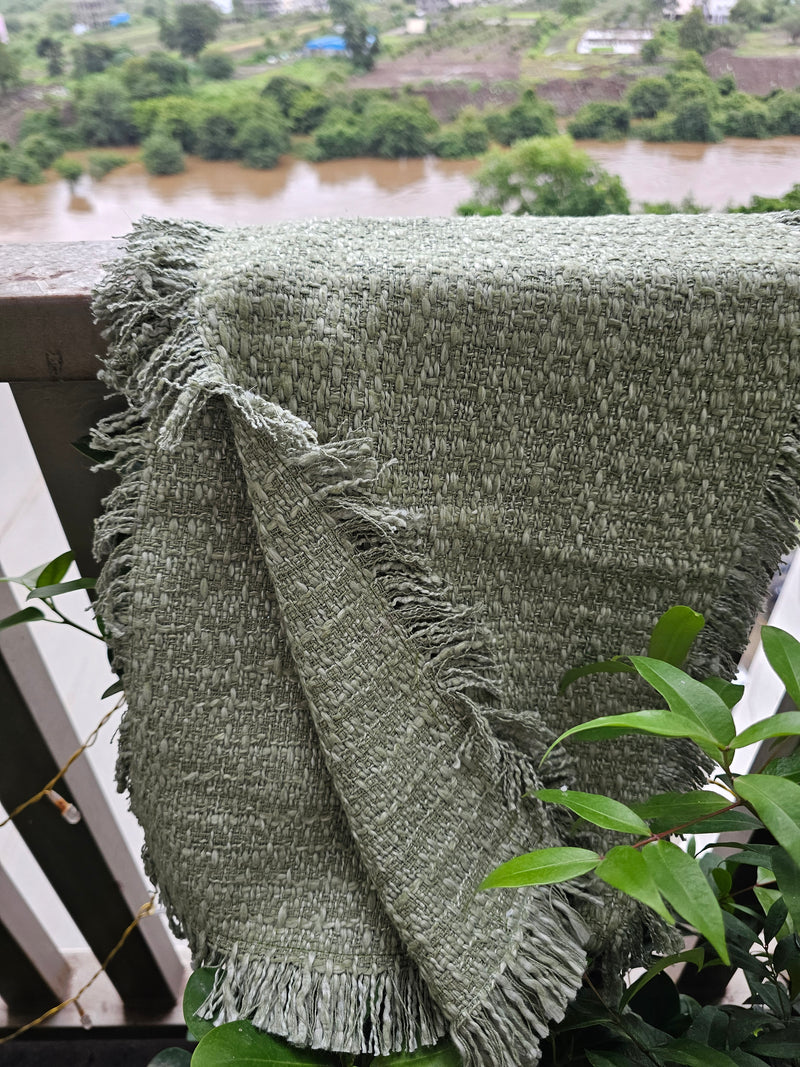 green handloom cotton table runner