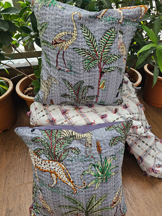 grey animal print cushion cover India