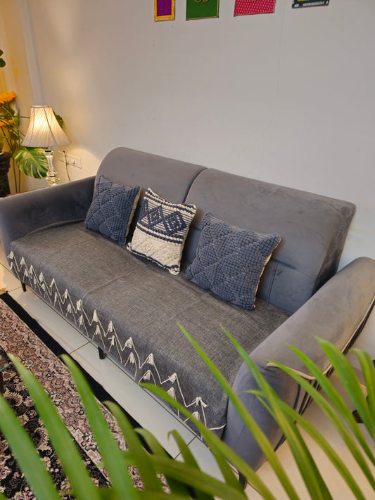 grey jute cotton sofa cover