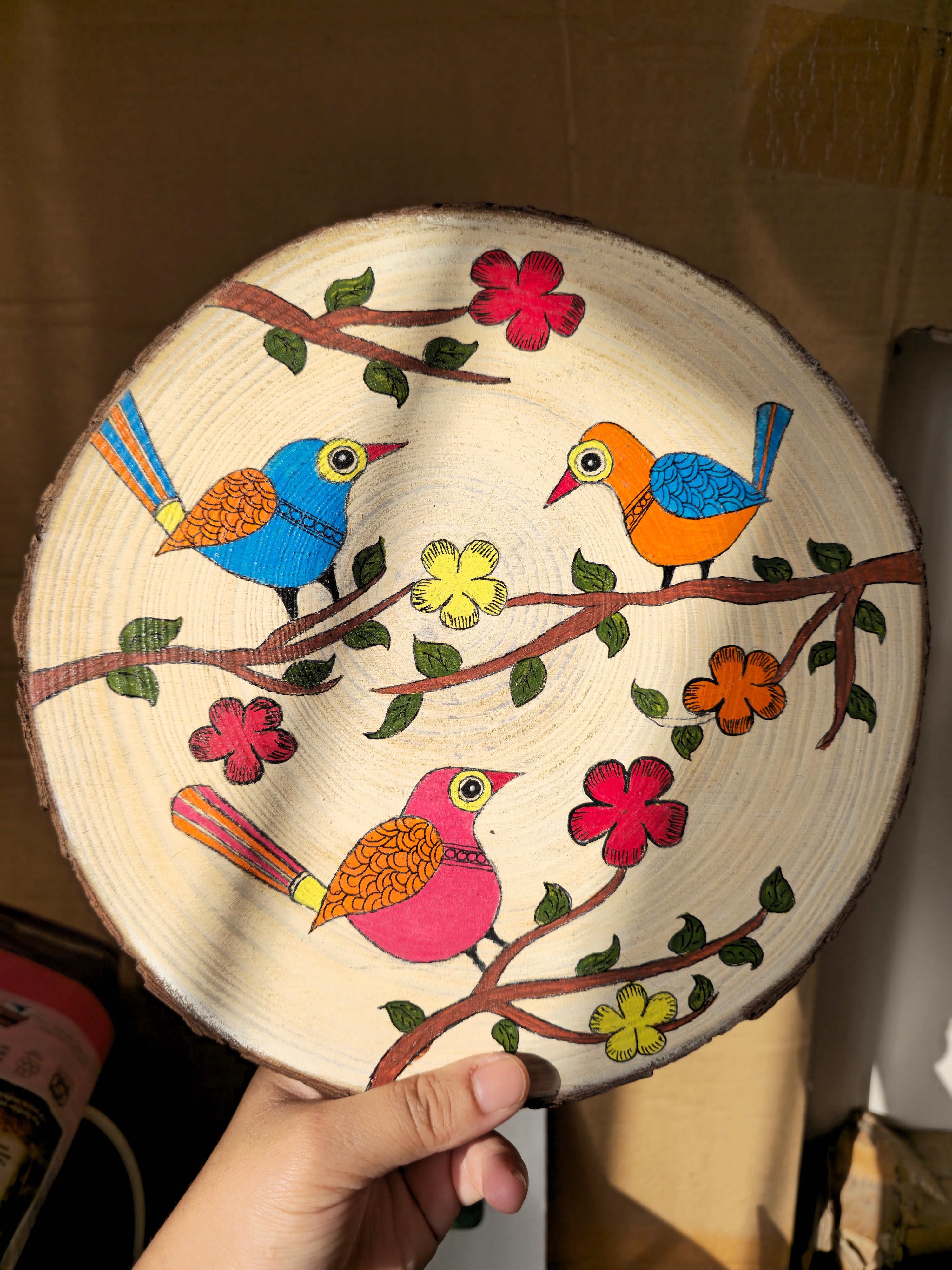 hand painted wood wall art