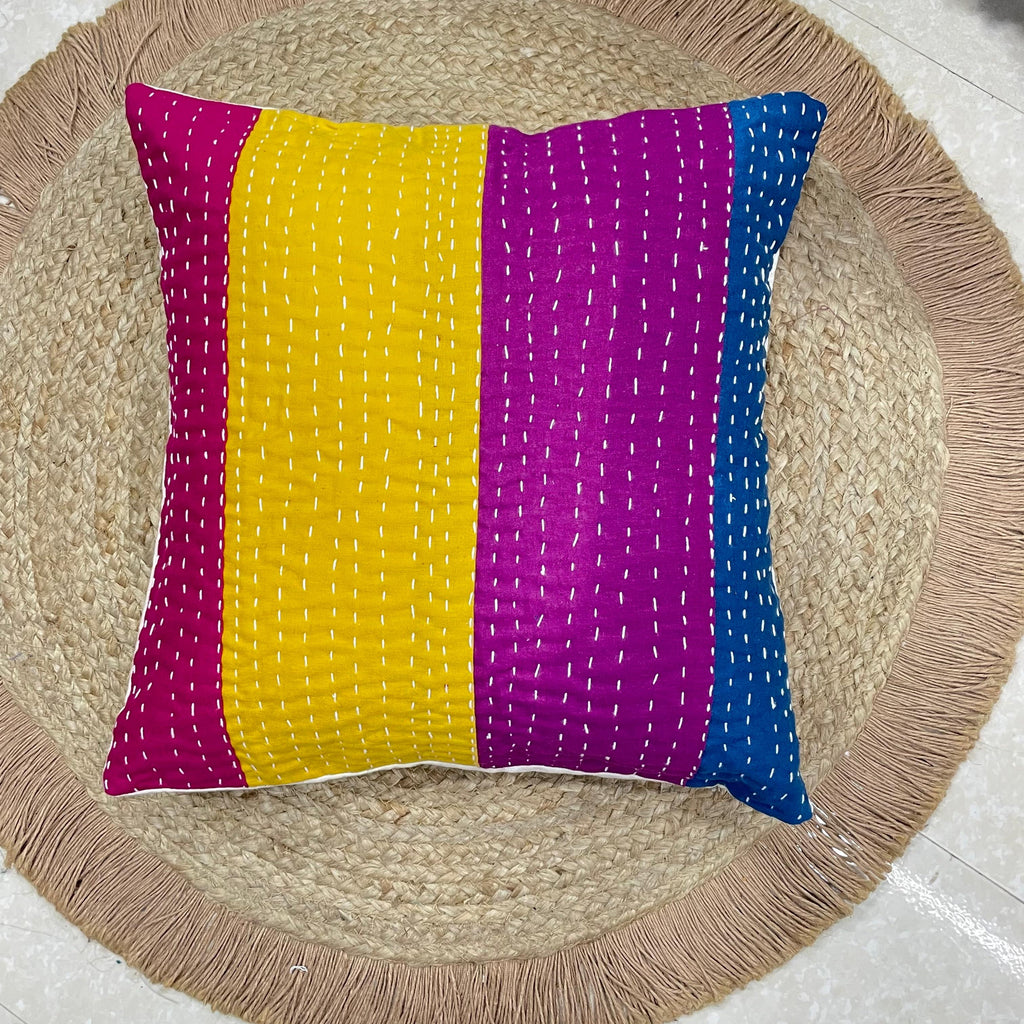 hand stitched kantha cushion