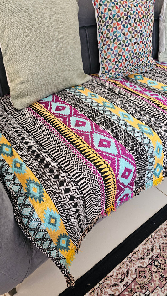 handloom sofa cover geometric pattern
