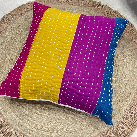 handmade kantha cushion cover