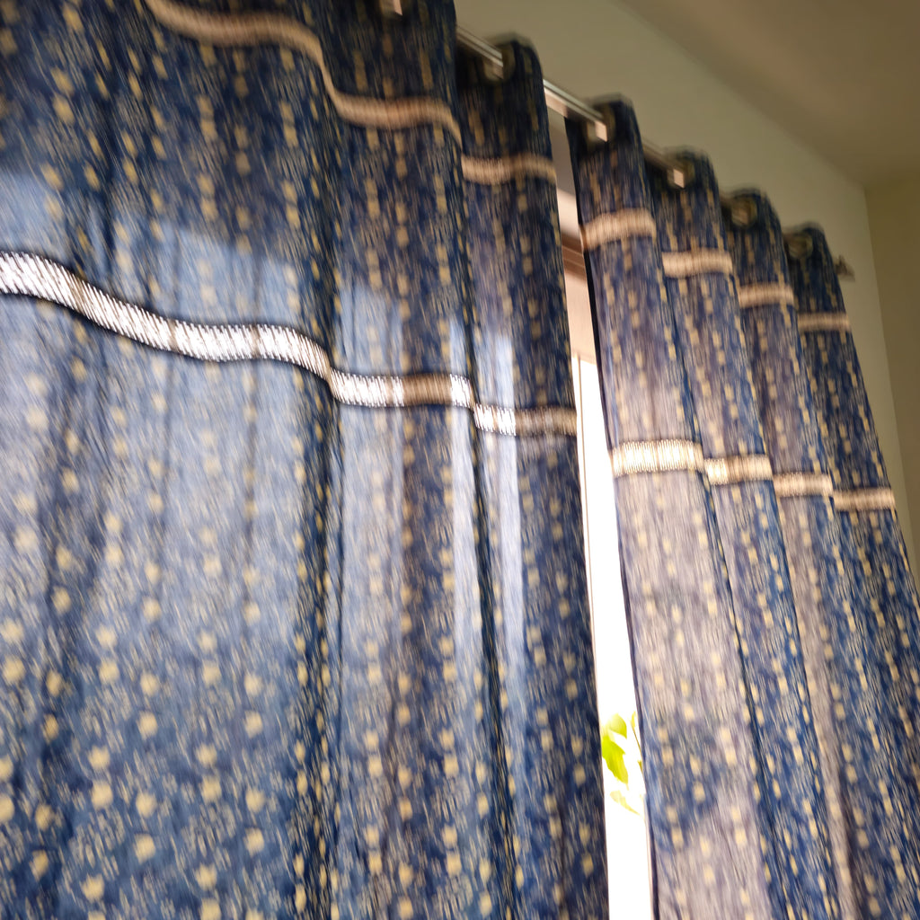 indigo block print curtains