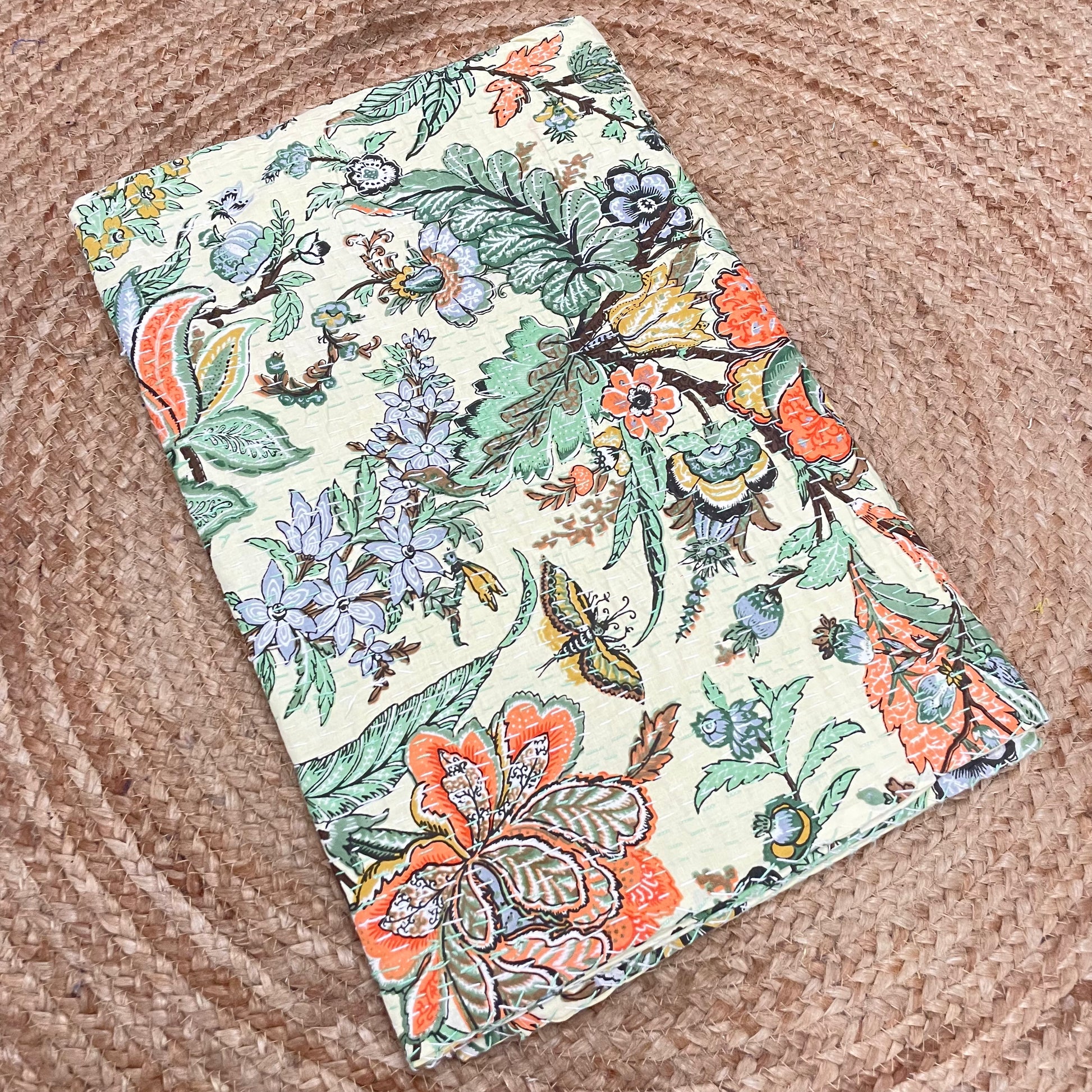light green kantha quilt