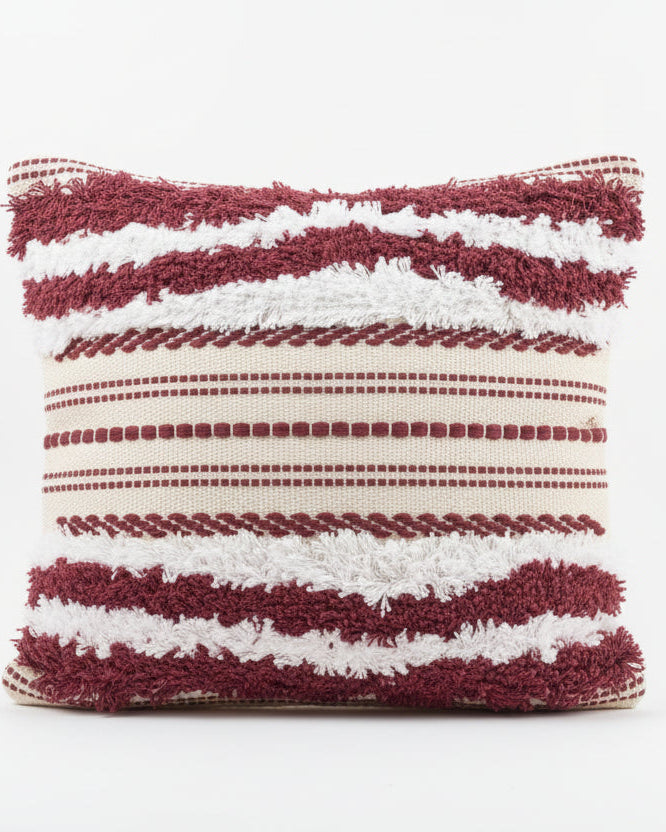 maroon tufted cushion cover varsaca