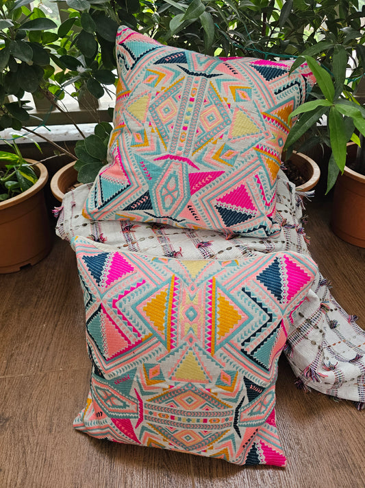 multicolor cotton cushion for festive decor