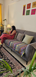 multicolour jacquard sofa cover India