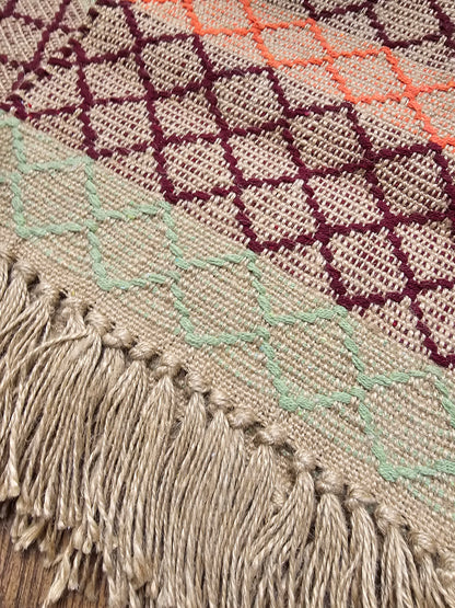 multicolour thread embroidered jute runner