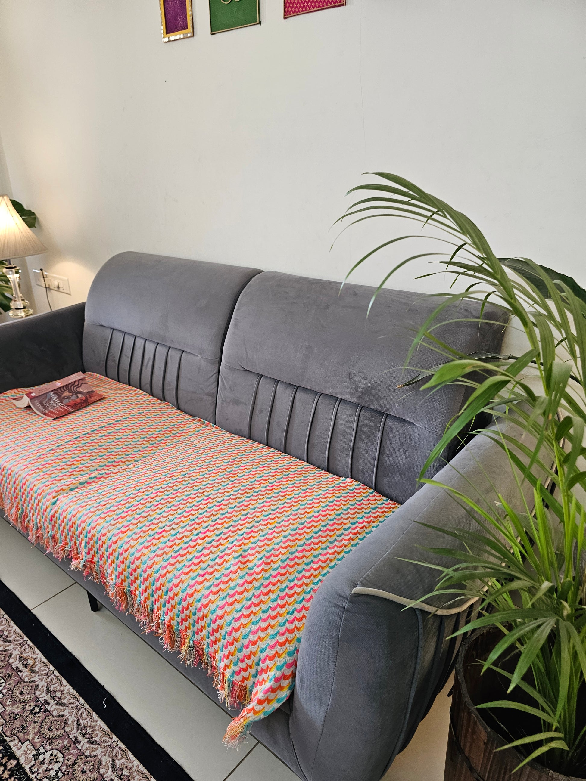 neon pink tassel blanket