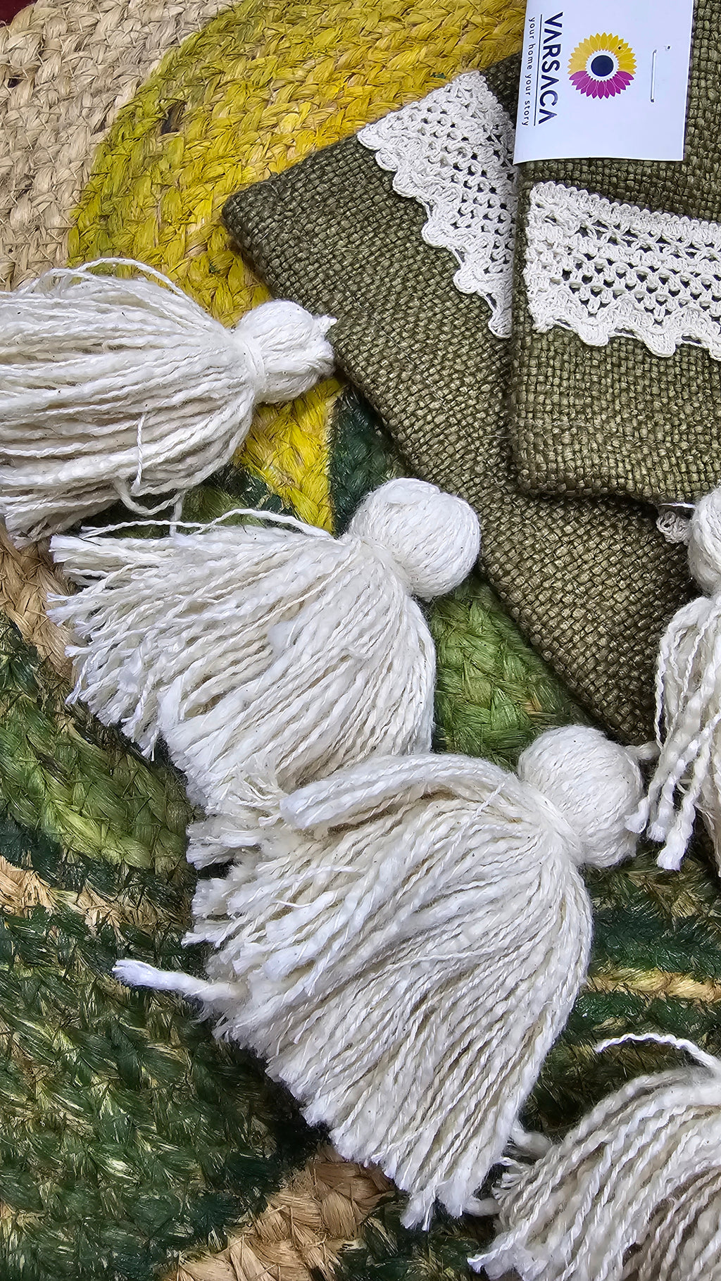 olive green cotton runner handmade