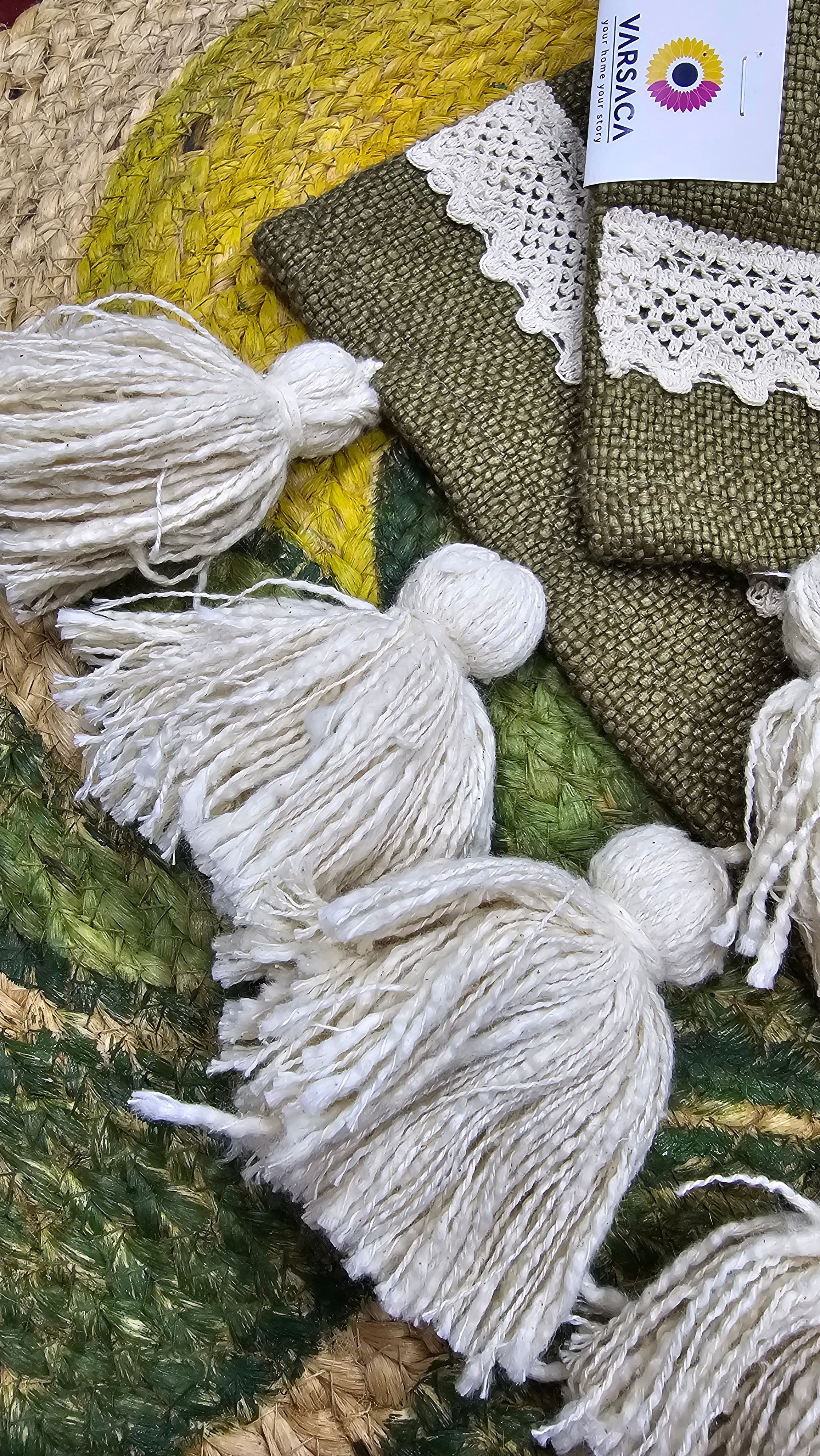 olive green cotton runner handmade
