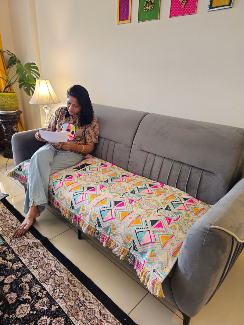 pastel geometric couch cover