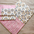 pink border cotton bedsheet with floral print