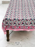 pink floral block printed tablecloth