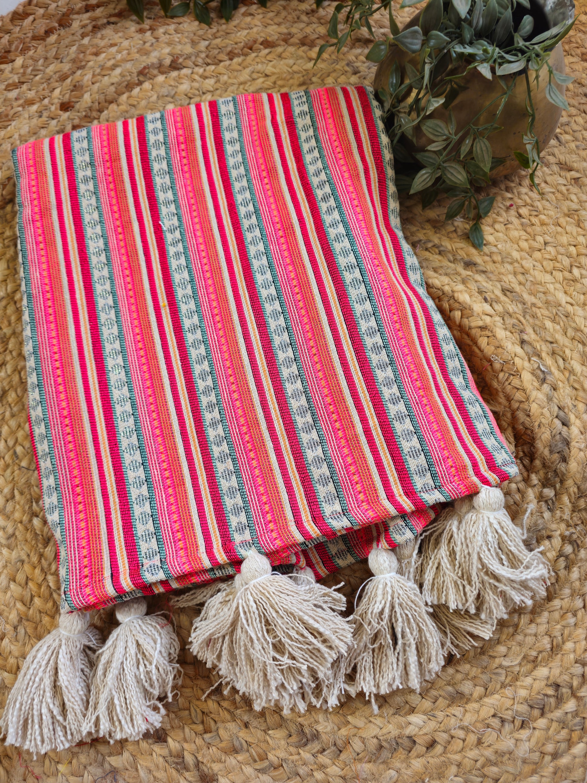 pink striped sofa cover