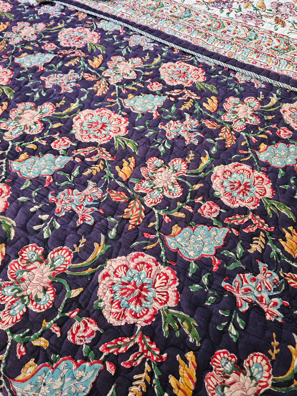 pure floral cotton quilted bedspread