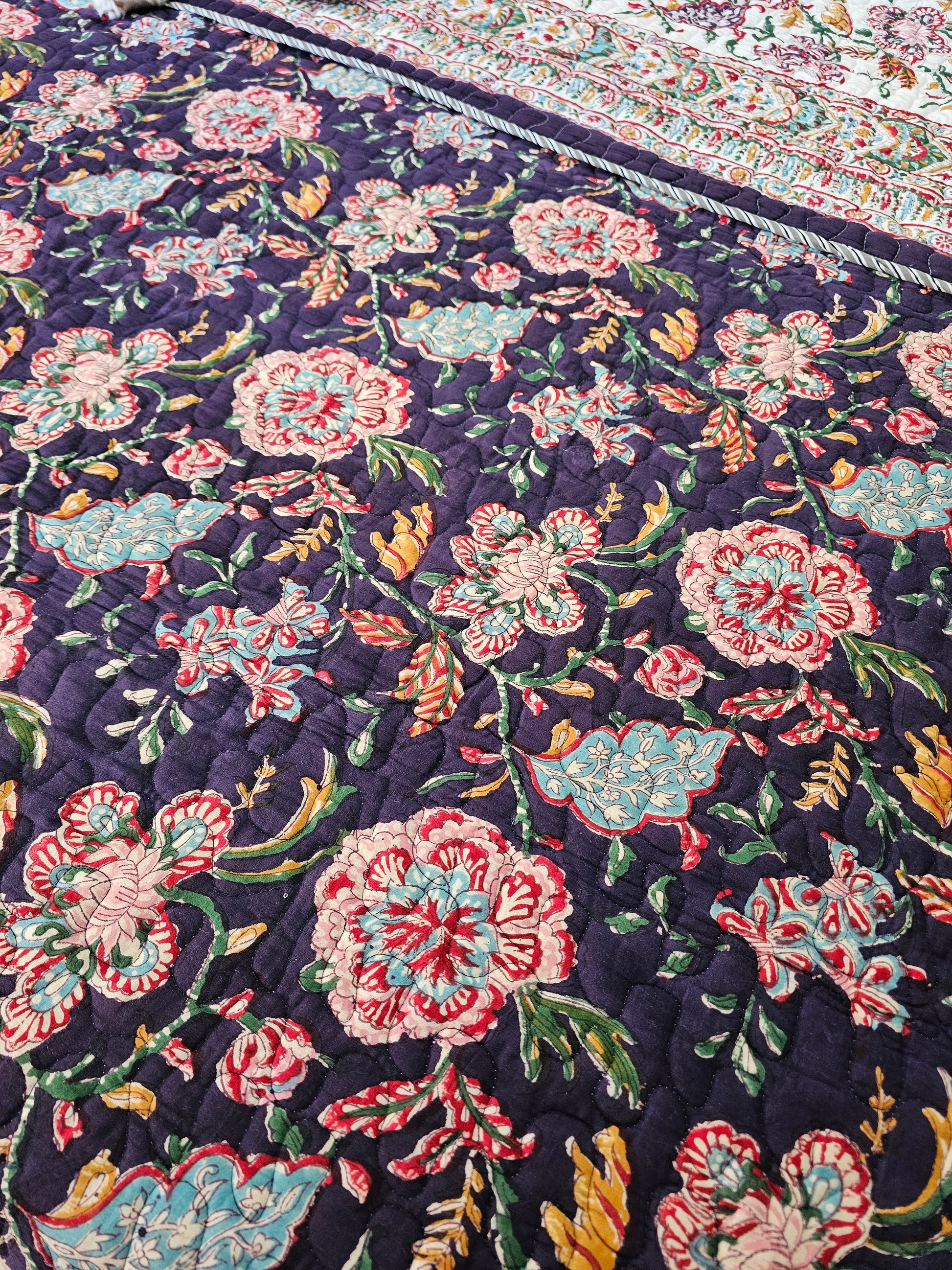 pure floral cotton quilted bedspread