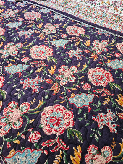 pure floral cotton quilted bedspread