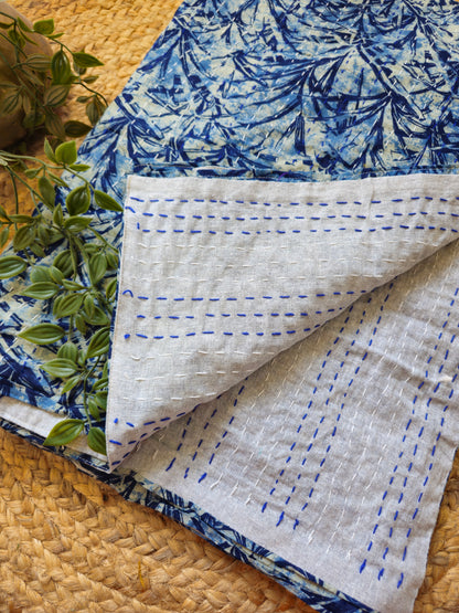 reversible blue white throw