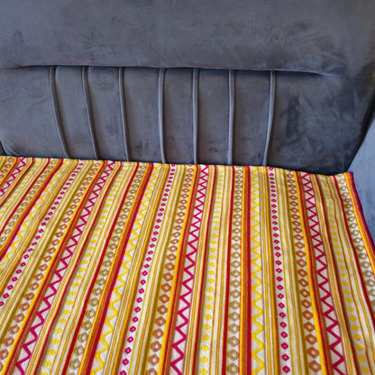 Striped Yellow & Pink Sofa Cover | Colourful & Stylish Design