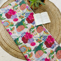 White Abstract Fruit Print Kantha Bedcover | Handmade & Stylish