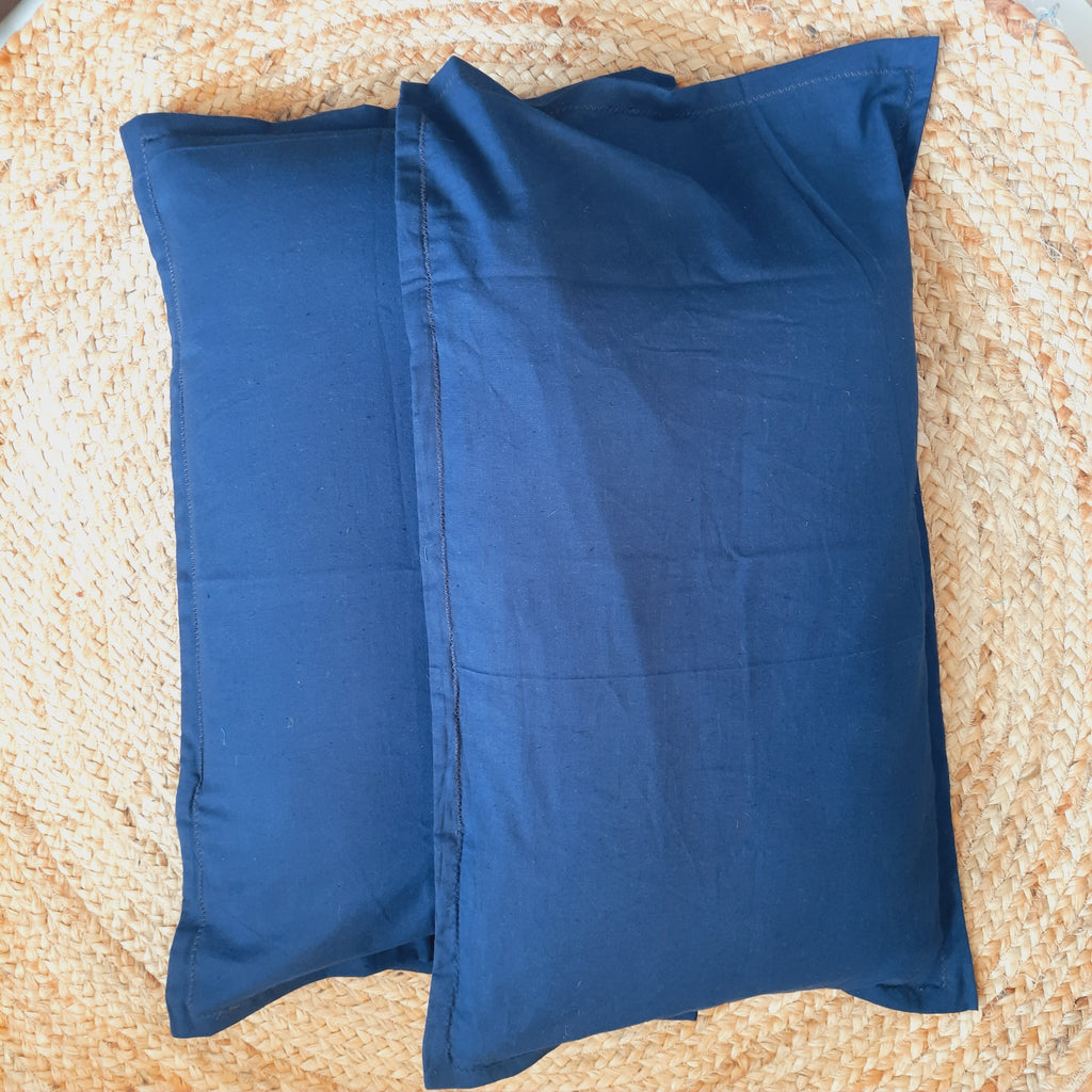 Solid Blue Pillow Cover Set of 2 | Soft Cotton Pillow Cases