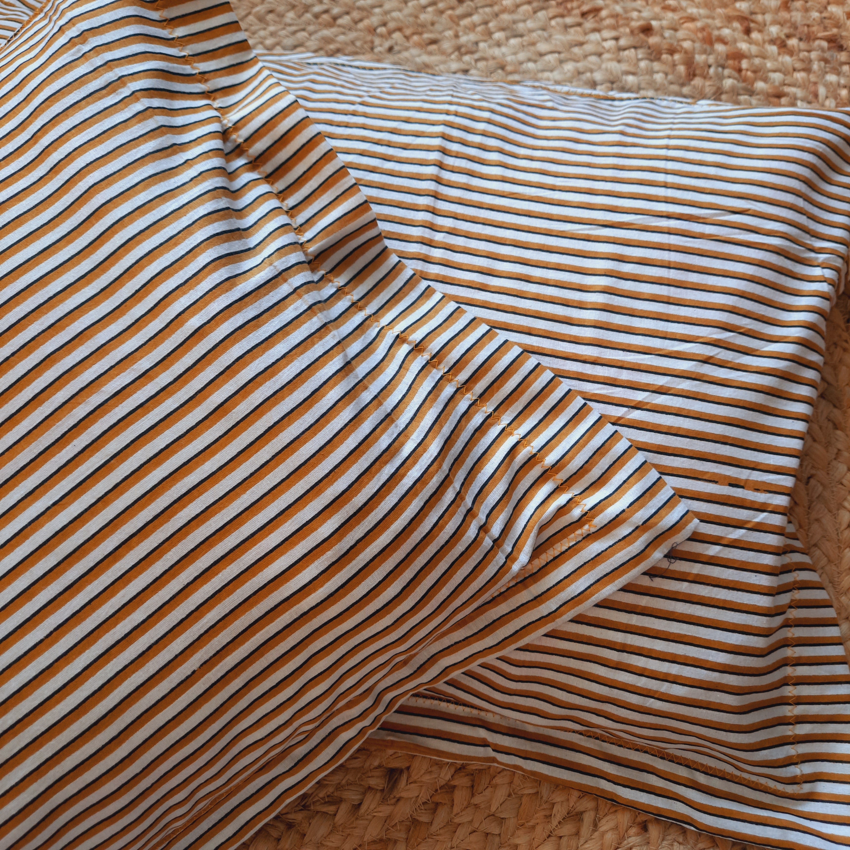 Mustard Yellow and White Striped Pillow Cover Set of 2 | Stylish & Cozy