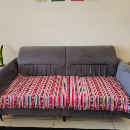 Striped Lavender & Pink Sofa Cover | Colourful & Stylish Design