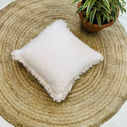 Plain Beige Handcrafted Cushion Cover