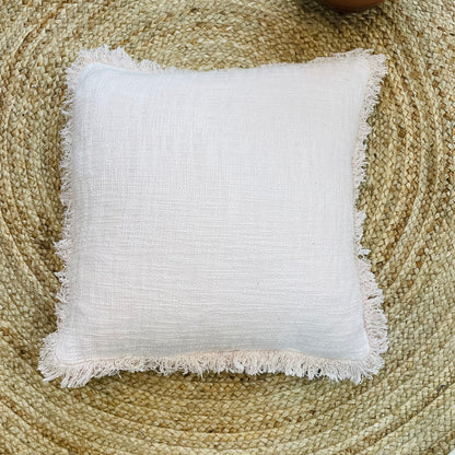 Plain Beige Handcrafted Cushion Cover