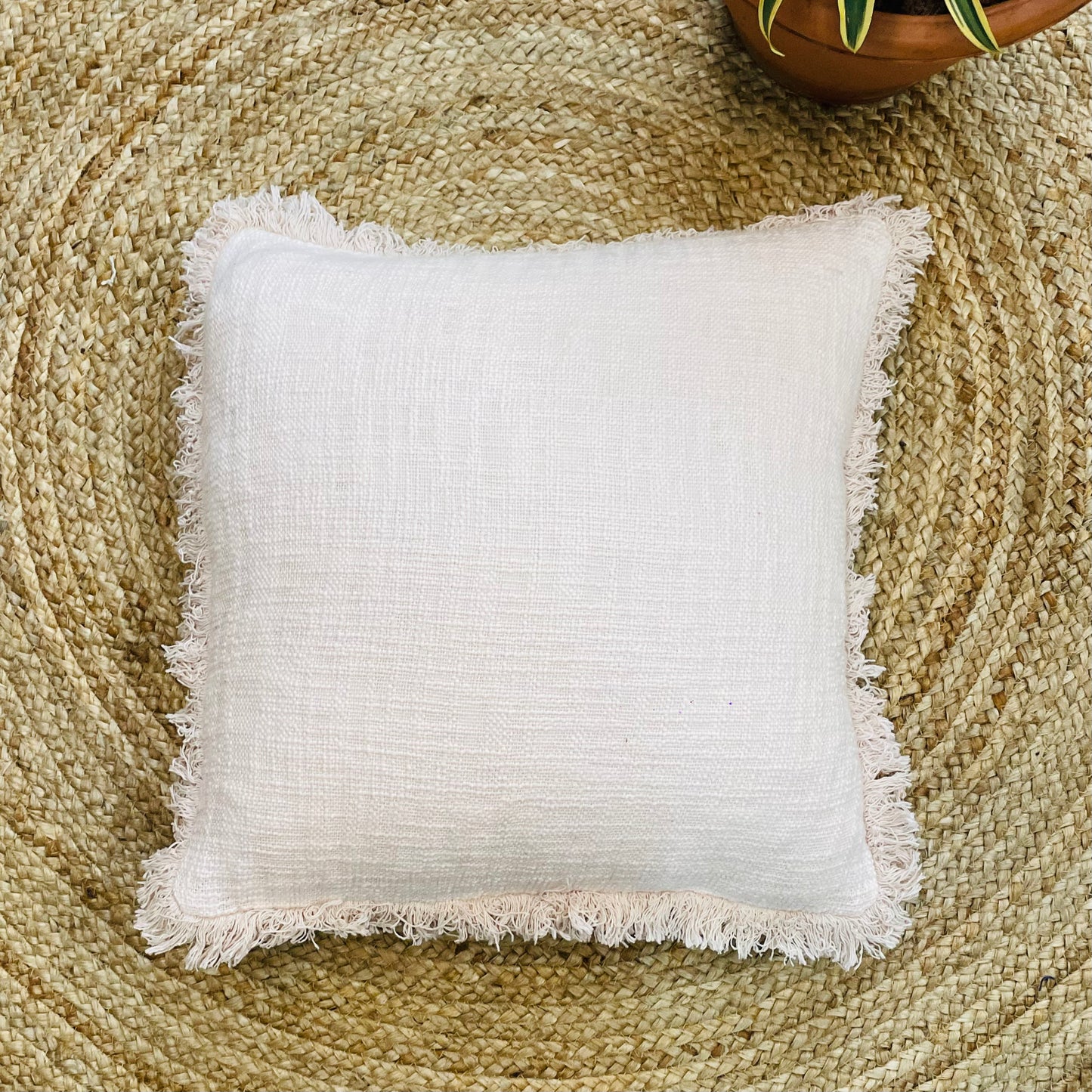 Plain Beige Handcrafted Cushion Cover