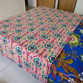 Peach Color Kantha Work Ikkat Print Single Bedcover