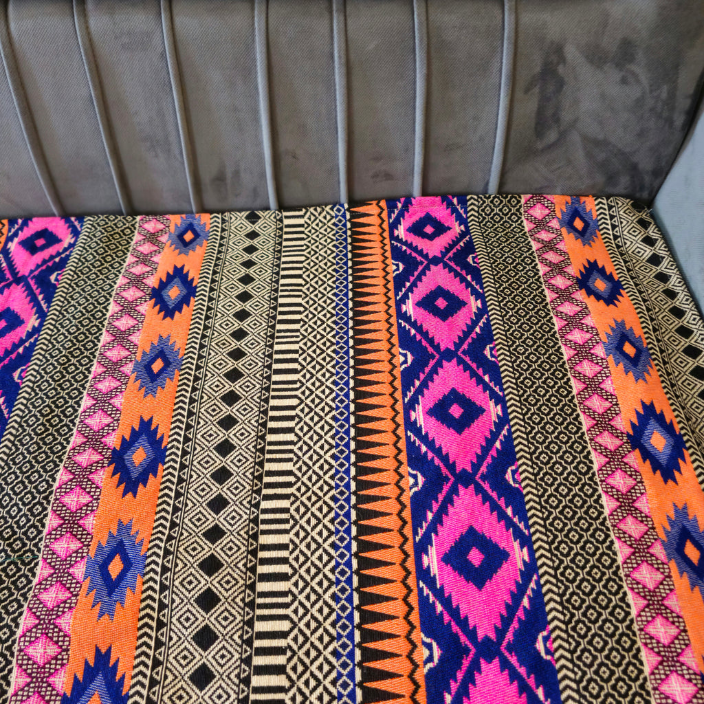 Striped Orange & Pink Sofa Cover | Colourful & Bold Design