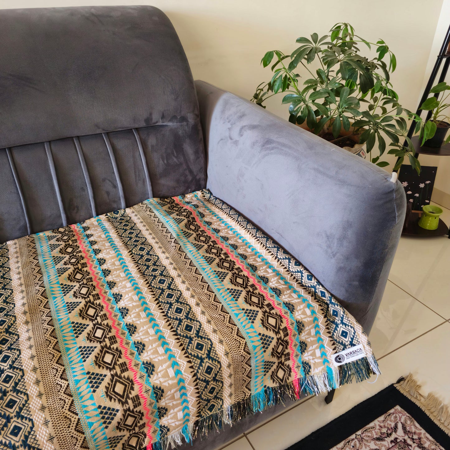 Multicolor Festive Sofa Cover – Handwoven, Soft, and Durable