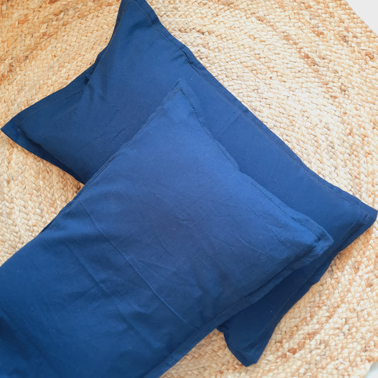 Solid Blue Pillow Cover Set of 2 | Soft Cotton Pillow Cases