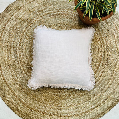 Plain Beige Handcrafted Cushion Cover