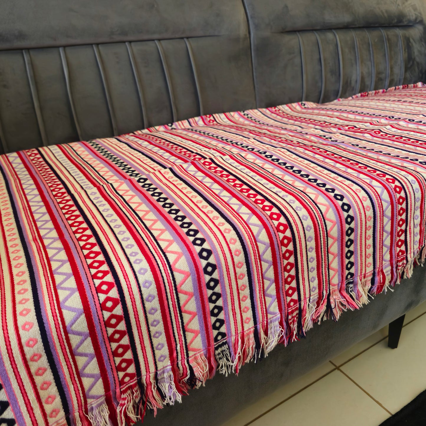 Striped Lavender & Pink Sofa Cover | Colourful & Stylish Design