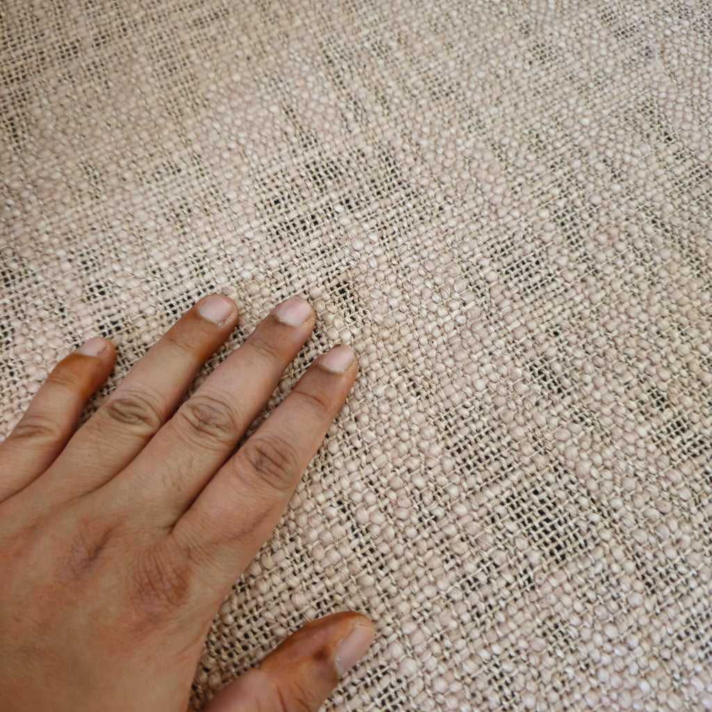 Handwoven Solid Light Pink Slub Cotton Sofa Cover – Soft and Durable