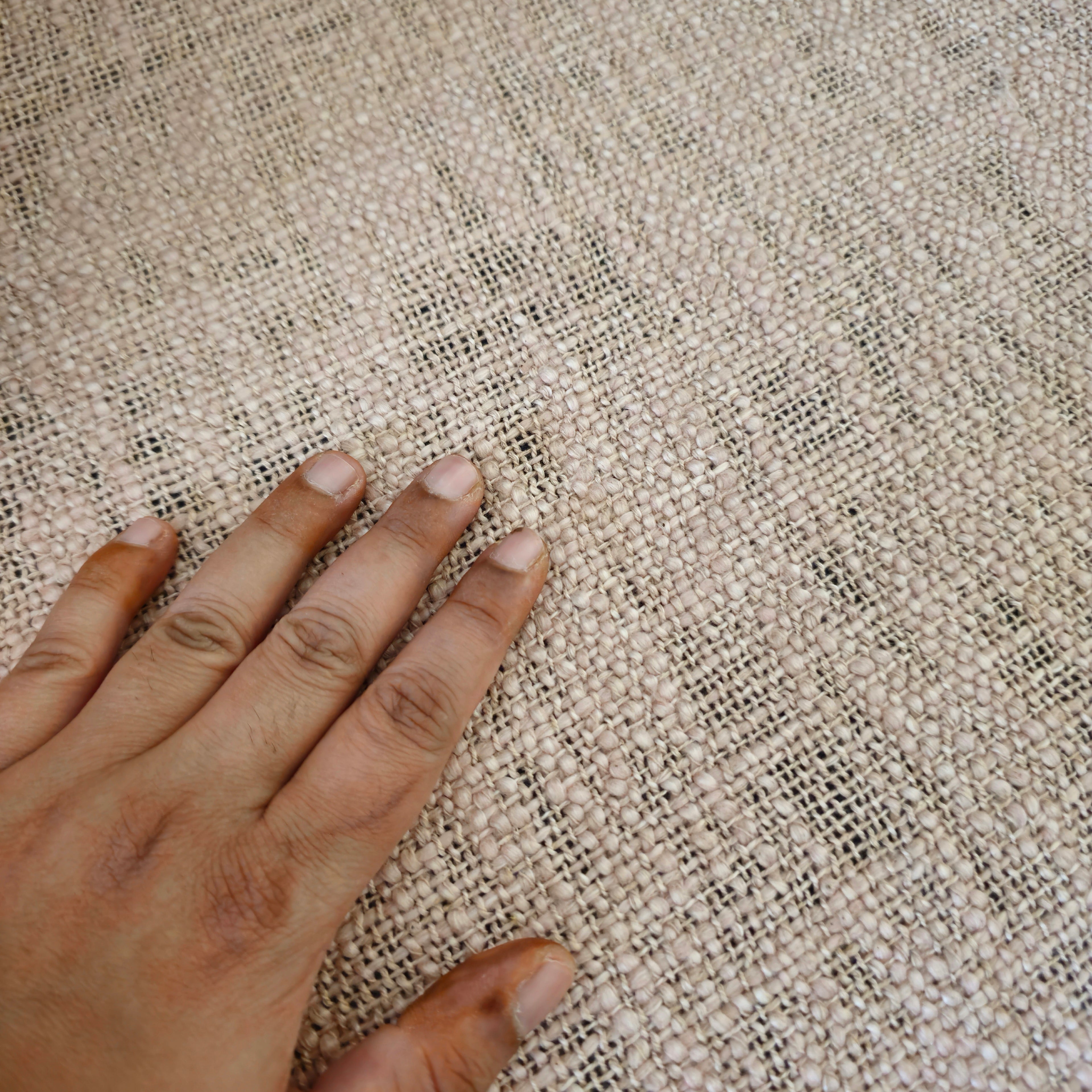 Handwoven Solid Light Pink Slub Cotton Sofa Cover – Soft and Durable