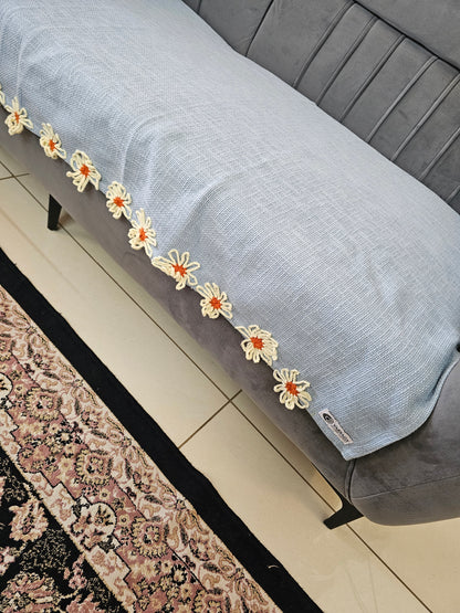 sky blue floral furniture cover
