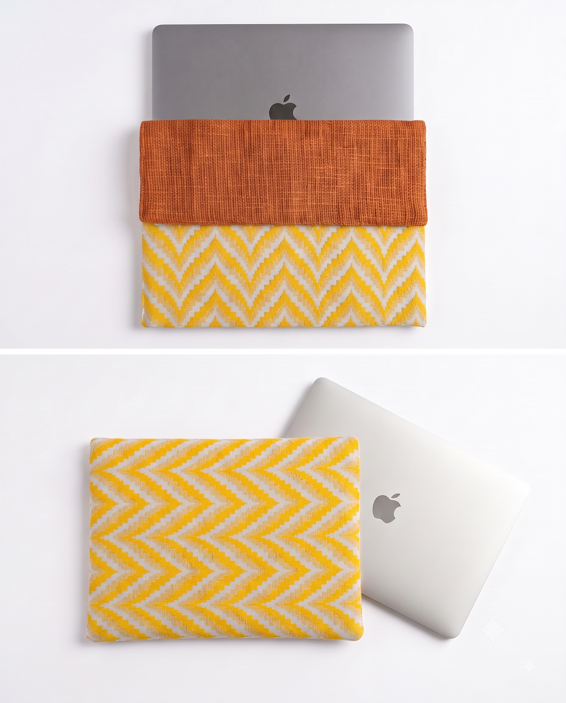 sunbeam chevron handloom jute cotton padded laptop sleeve