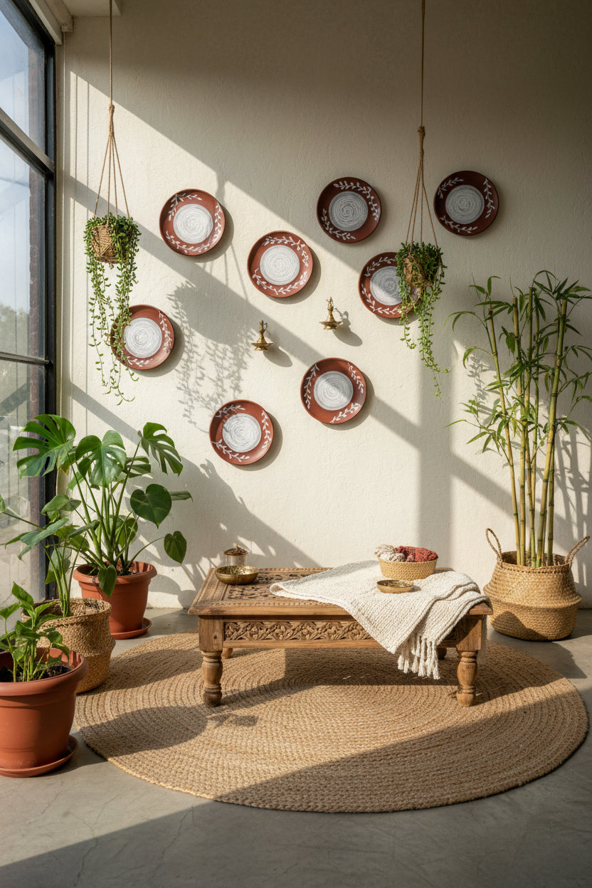 terracotta-wall-plate-abstract-leaf-art