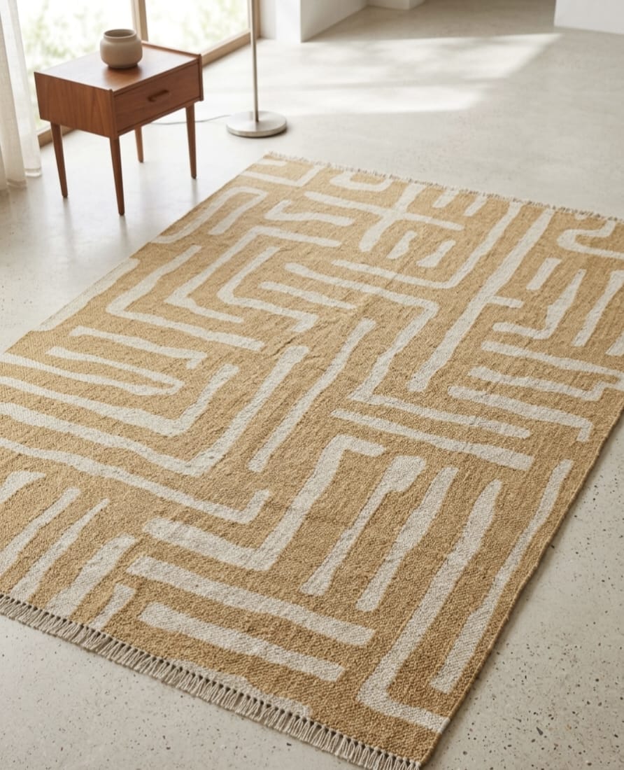 varsaca linear_maze honey camel_cotton rug