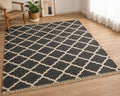 varsaca stepped trellis charcoal cream cotton rug