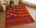varsaca sunburst geometric terracotta crimson cotton rug