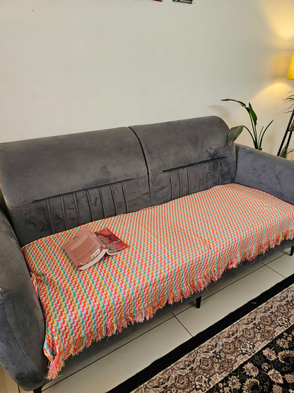 vibrant woven sofa throw