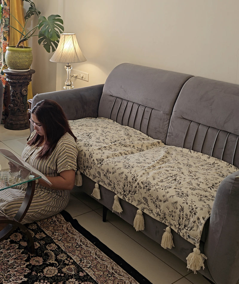 white floral sofa cover